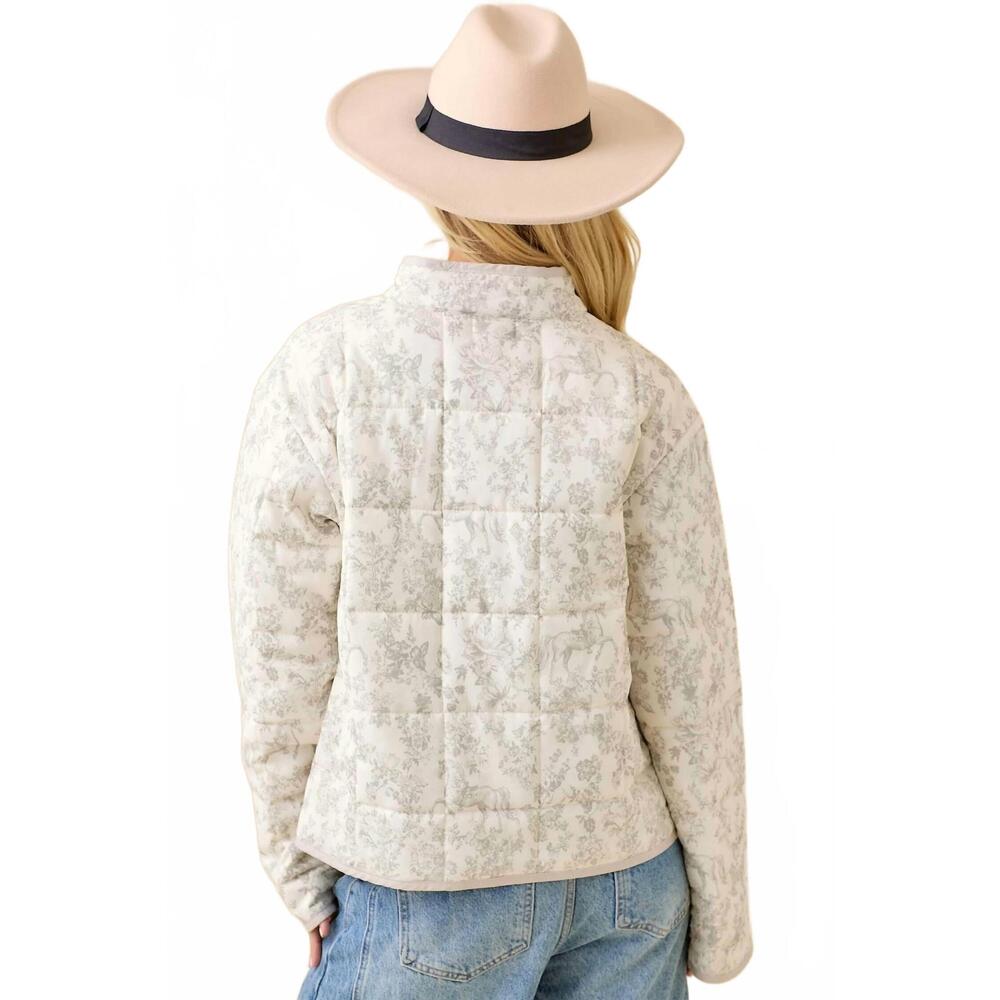 NEW MAINSTRIP cecelia vintage print quilted jacket in beige - Picture 2 of 2